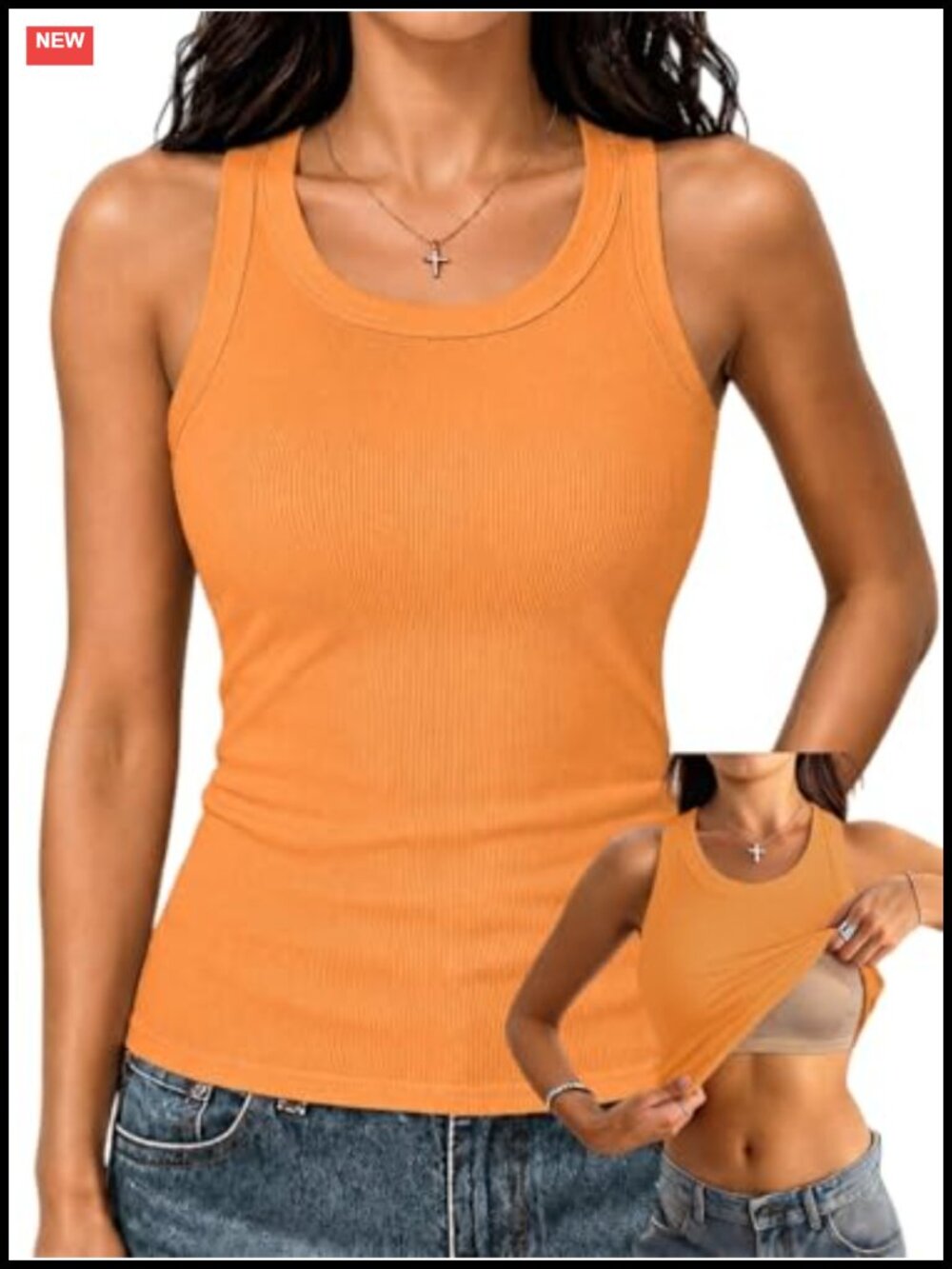 Everyday Ribbed Tank Top - Orange